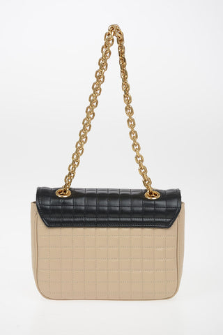Quilted Leather Mini Top Handle Bag With Adjustable Shoulder Chain