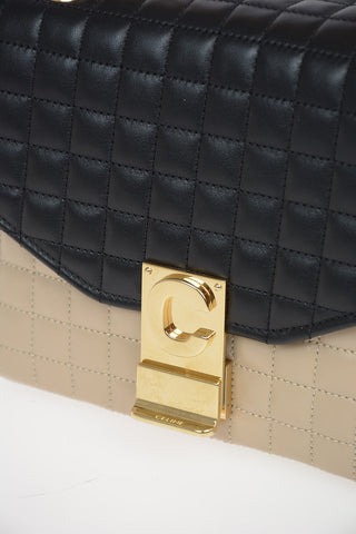 Quilted Leather Mini Top Handle Bag With Adjustable Shoulder Chain