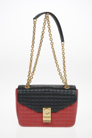 Quilted Leather Shoulder Bag with Adjustable Shoulder Chain