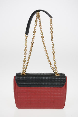 Quilted Leather Shoulder Bag with Adjustable Shoulder Chain