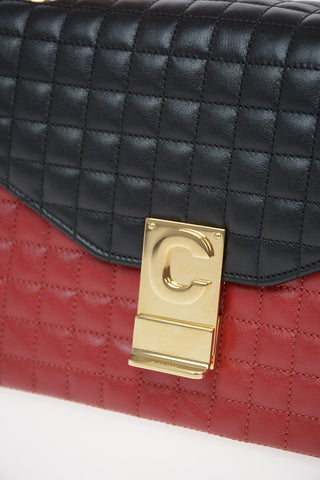 Quilted Leather Shoulder Bag with Adjustable Shoulder Chain