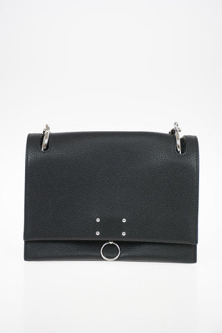 Borsa a Spalla in Pelle Martellata con Catena