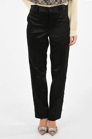 piping pants with Lace Contrasting Side Bands