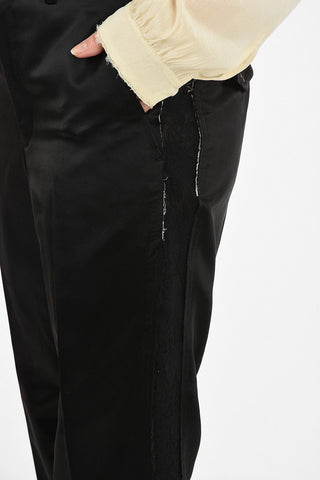 piping pants with Lace Contrasting Side Bands