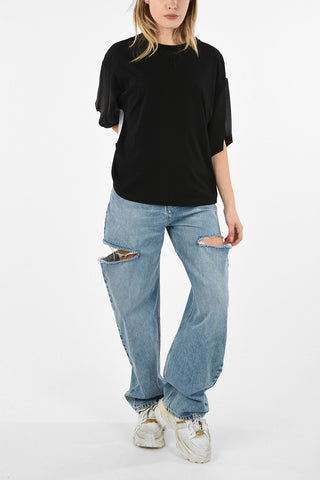 MM6 Crew-neck T-shirt with Stripe Back