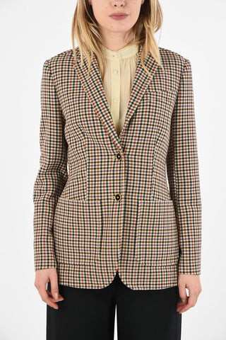 shephard's check side vents 2-button  blazer