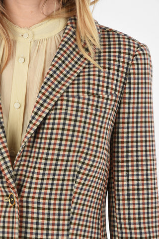 shephard's check side vents 2-button  blazer