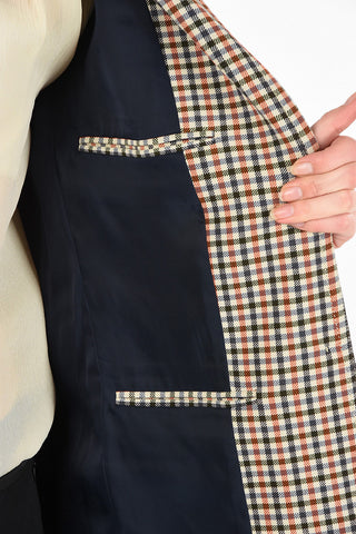 shephard's check side vents 2-button  blazer