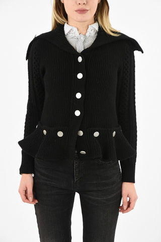 ruffled cable knit Cardigan