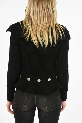 ruffled cable knit Cardigan