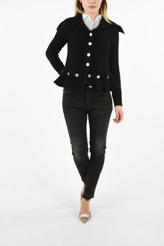 ruffled cable knit Cardigan