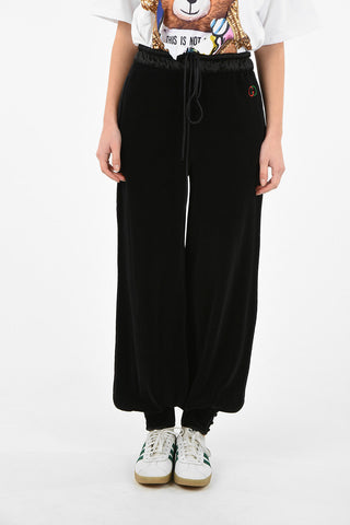 velvet drawstring waist pants