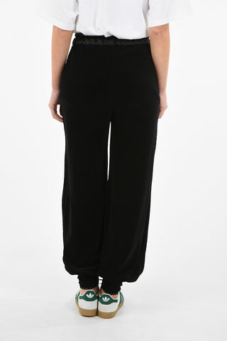 velvet drawstring waist pants