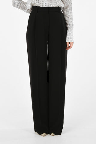 GIORGIO ARMANI silk high-rise waist single pleat trousers