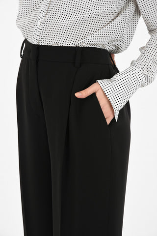 GIORGIO ARMANI silk high-rise waist single pleat trousers
