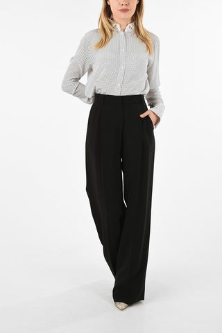 GIORGIO ARMANI silk high-rise waist single pleat trousers