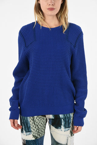 MM4 Oversize Crew-Neck Sweater with Suede Leather Details