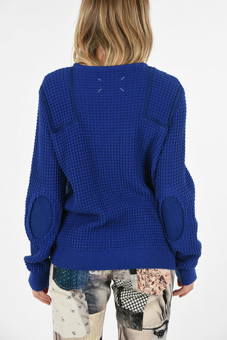 MM4 Oversize Crew-Neck Sweater with Suede Leather Details