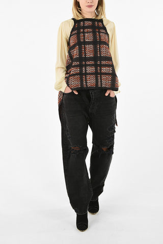 Wool barleycorn asymmetric top
