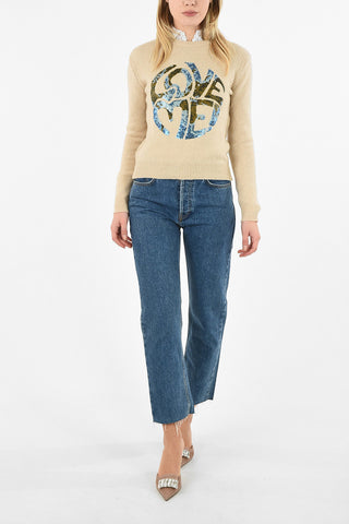 crew-neck sweater with Sequin Embroidery