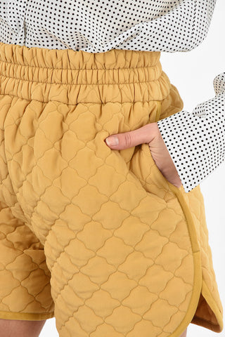 silk matelassé drawstring waist shorts