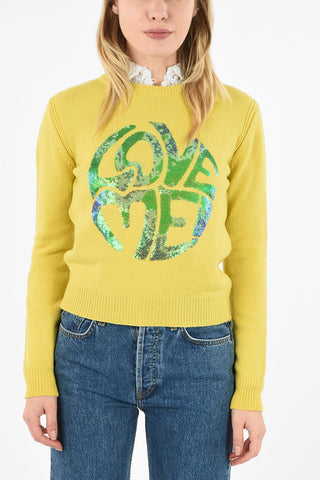 crew-neck sweater with Sequin Embroidery
