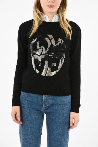 crew-neck sweater with Sequin Embroidery