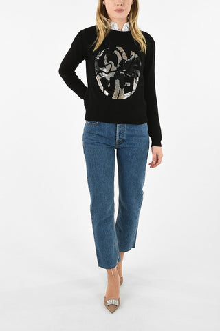 crew-neck sweater with Sequin Embroidery