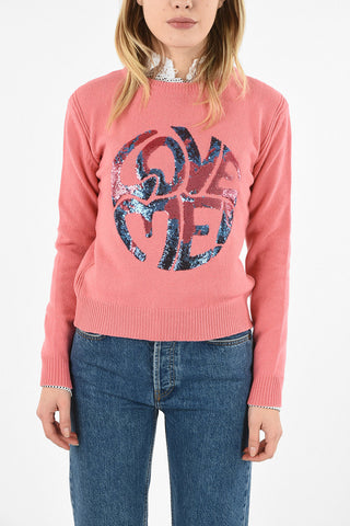 crew-neck sweater with Sequin Embroidery