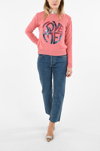 crew-neck sweater with Sequin Embroidery