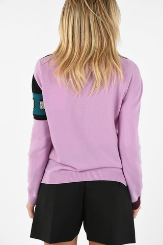 Wool and Cashmere Crewneck sweater with COUNTING Embroidery