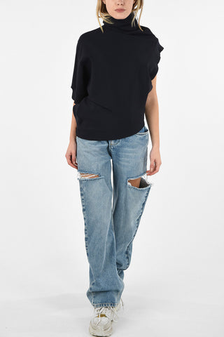 MM1 Short Sleeve Asymmetrical Turtleneck Sweatshirt