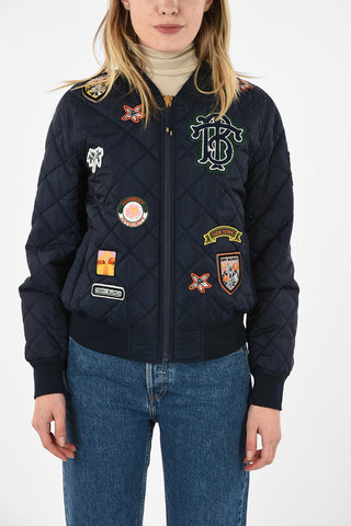 quilted bomber with Patches embroidery