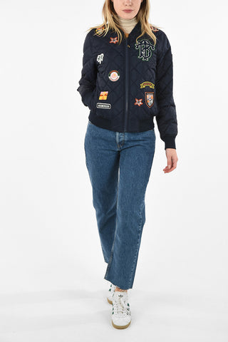 quilted bomber with Patches embroidery