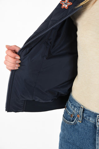 quilted bomber with Patches embroidery