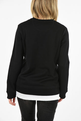 crew-neck sweatshirt with Tulle Embroidery