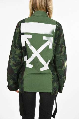 snap button camouflage utility fatigue jacket