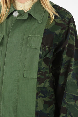 snap button camouflage utility fatigue jacket