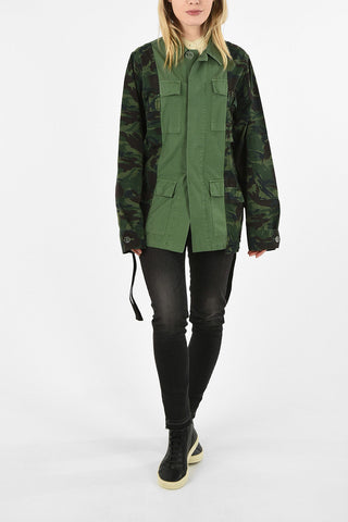 snap button camouflage utility fatigue jacket