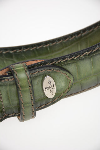 Crocodile Printed Leather Belt 30mm