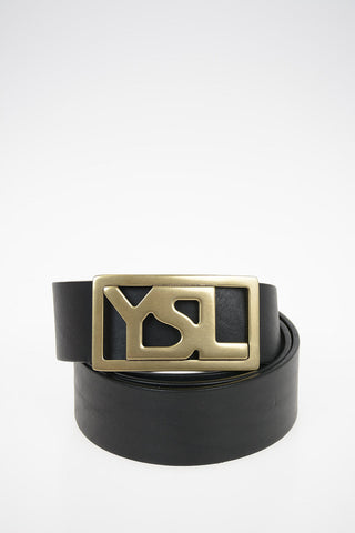 Leather Belt with Logoed Buckle 35cmm