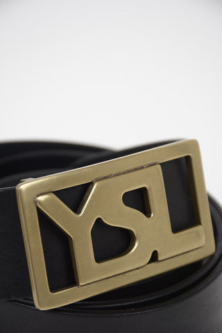 Leather Belt with Logoed Buckle 35cmm