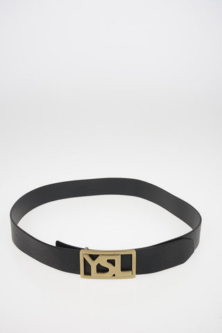 Leather Belt with Logoed Buckle 35cmm