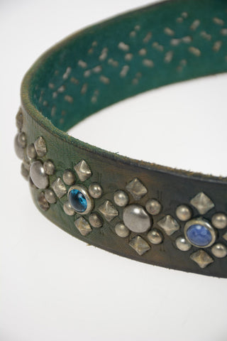 Vintage Effect leather INDIEROCK Belt with Studs Applied 40mm