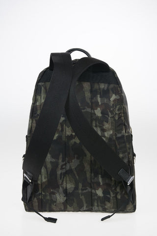 Fabric Camouflage Backpack with Leather Details
