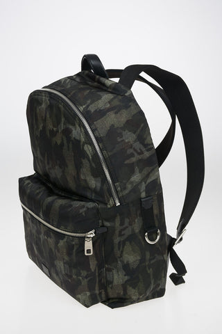 Fabric Camouflage Backpack with Leather Details