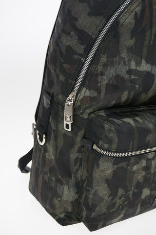 Fabric Camouflage Backpack with Leather Details