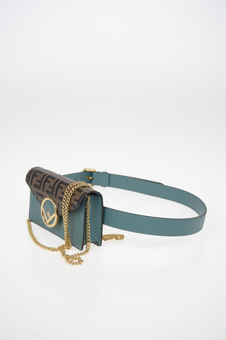Leather FF Mini Bum Bag with Shoulder Chain