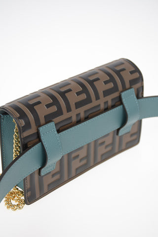 Leather FF Mini Bum Bag with Shoulder Chain
