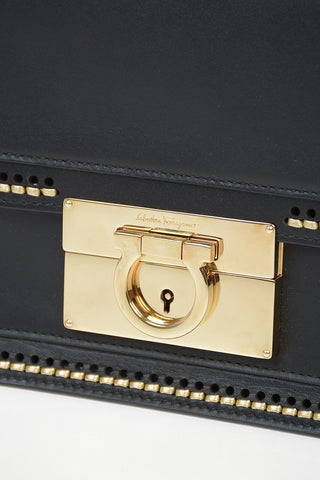 Leather AILEEN Shoulder Bag with Embroidered Trimming